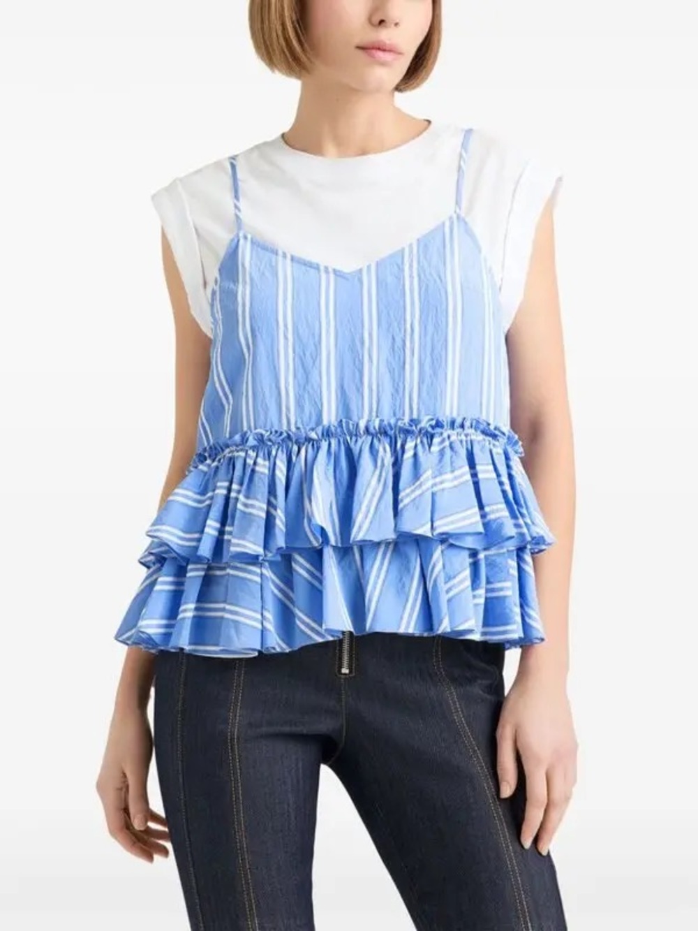NWOT CINQ A SEPT Samantha Layered Cotton Top
Size Medium